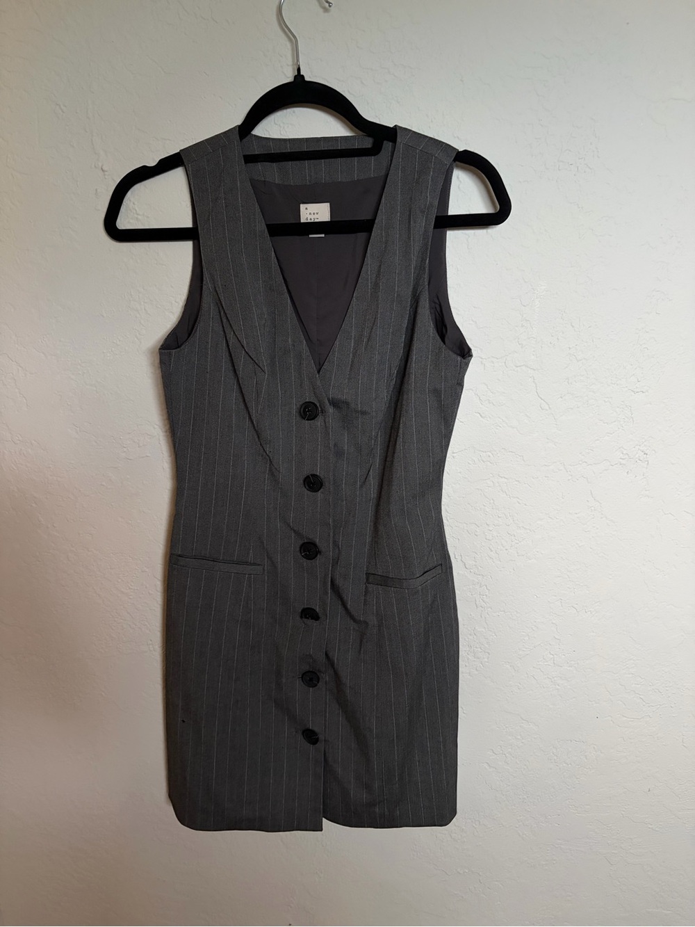 a new day Gray Pinstripe Sleeveless Button-Front Dress